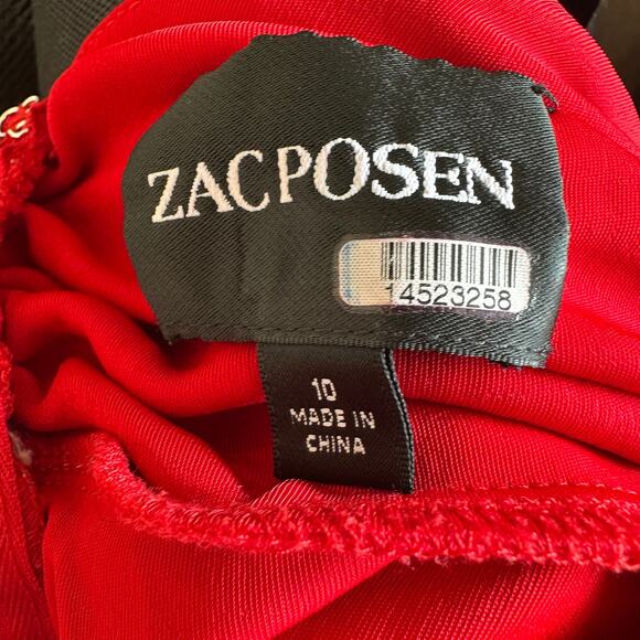 Zac Posen Red Cutout Waist Maxi Dress Size 10 Jersey Ruched Gown Designer $550 - Picture 10 of 11